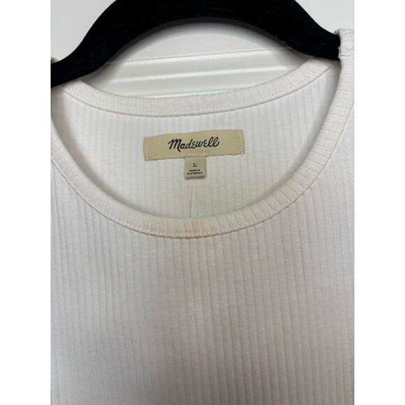 Madewell White Ribbed Tank Top NWT Size Large Minimalist Basic Casual - Picture 6 of 7